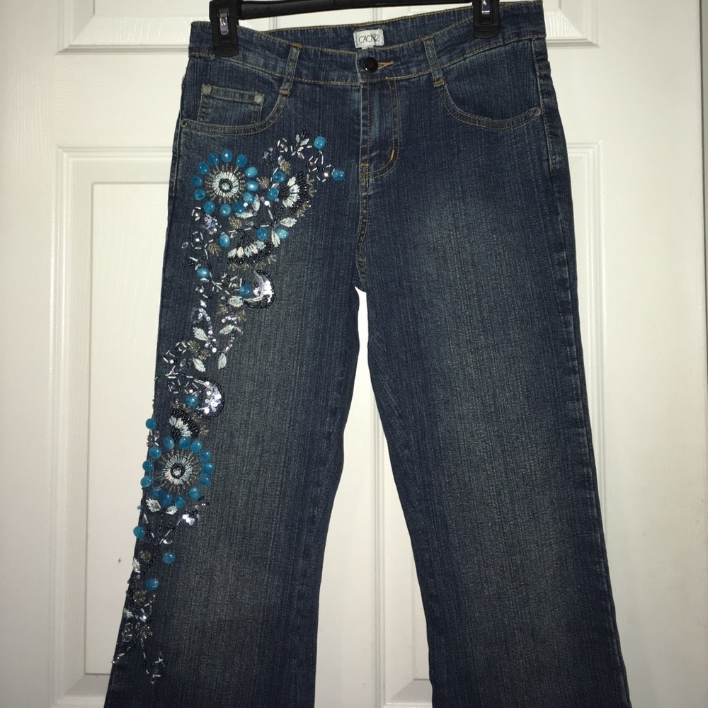 Cache Beaded Embroidered Denim - Picture 3 of 5